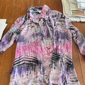 Erin London Multicolor Abstract Blouse